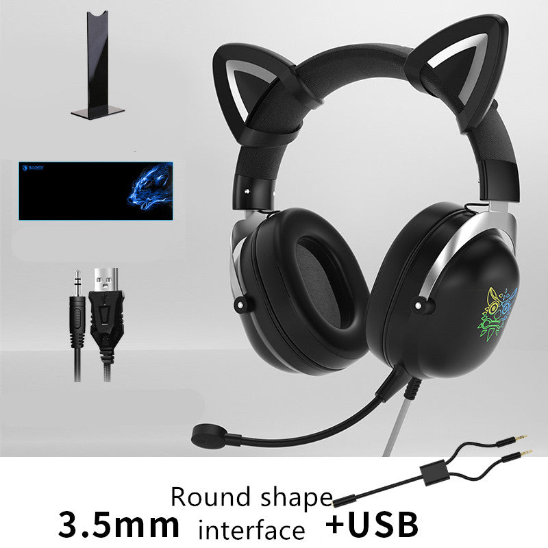 Auriculares con cable para juegos de niñas, para montar en la cabeza