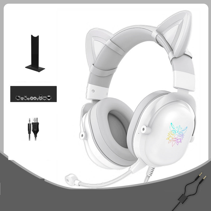 Auriculares con cable para juegos de niñas, para montar en la cabeza