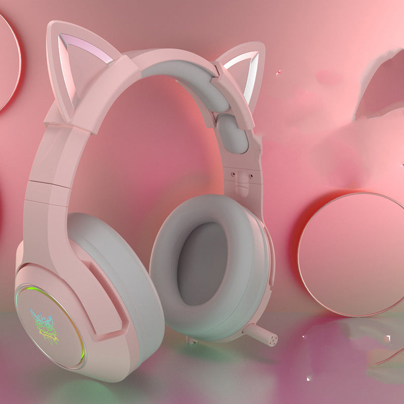 Auriculares con cable para juegos de niñas, para montar en la cabeza