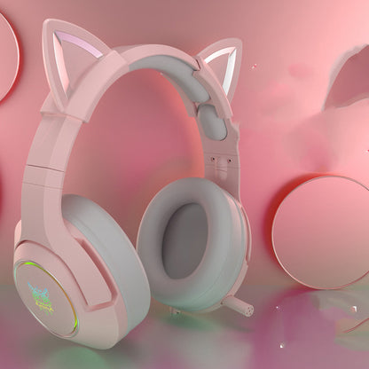 Auriculares con cable para juegos de niñas, para montar en la cabeza