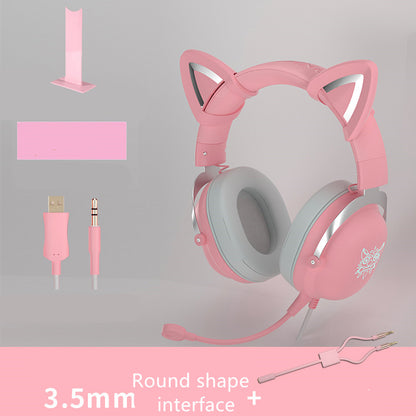 Auriculares con cable para juegos de niñas, para montar en la cabeza