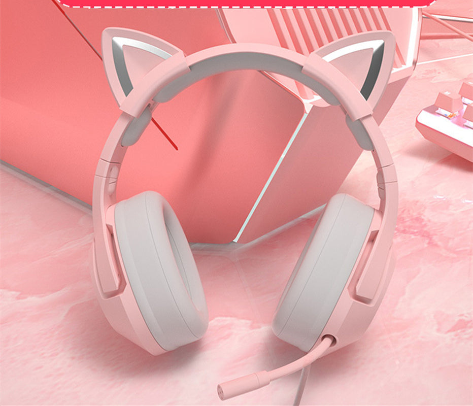 Auriculares con cable para juegos de niñas, para montar en la cabeza