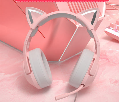 Auriculares con cable para juegos de niñas, para montar en la cabeza