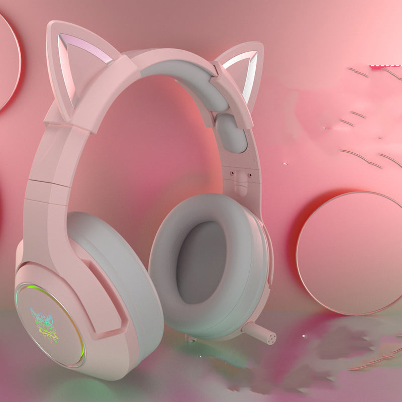 Auriculares con cable para juegos de niñas, para montar en la cabeza