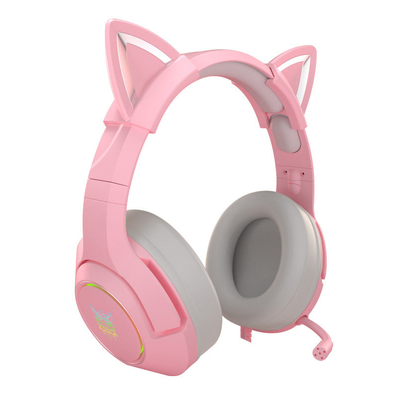 Auriculares con cable para juegos de niñas, para montar en la cabeza
