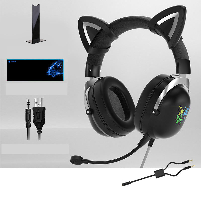 Auriculares con cable para juegos de niñas, para montar en la cabeza