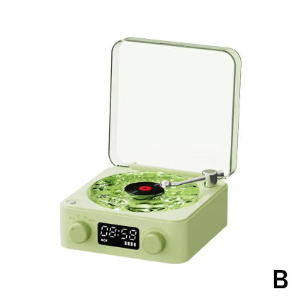 Altavoz Bluetooth con reproductor de vinilo y ruido blanco, altavoz tocadiscos retro, ayuda para dormir, altavoz con forma de vitrola y luz RGB