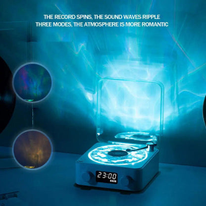 Altavoz Bluetooth con reproductor de vinilo y ruido blanco, altavoz tocadiscos retro, ayuda para dormir, altavoz con forma de vitrola y luz RGB