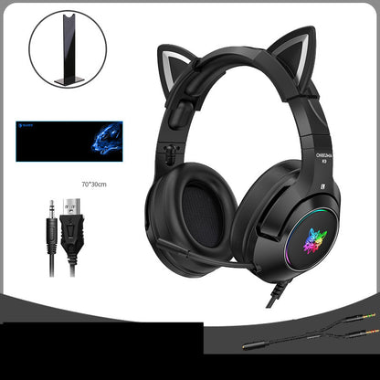 Auriculares con cable para juegos de niñas, para montar en la cabeza