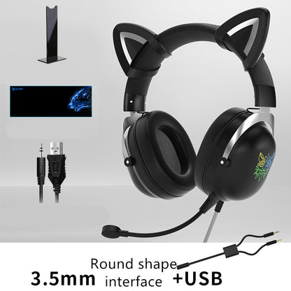 Auriculares con cable para juegos de niñas, para montar en la cabeza