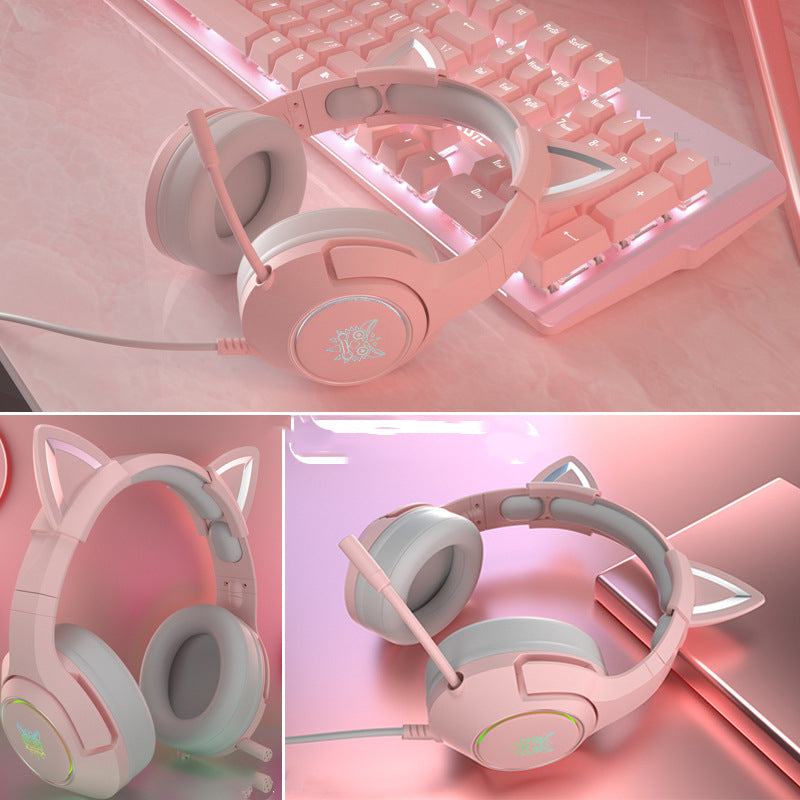 Auriculares con cable para juegos de niñas, para montar en la cabeza